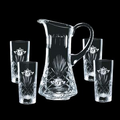 54 Oz. Cavanaugh Crystal Pitcher and 4 Hiball Glasses